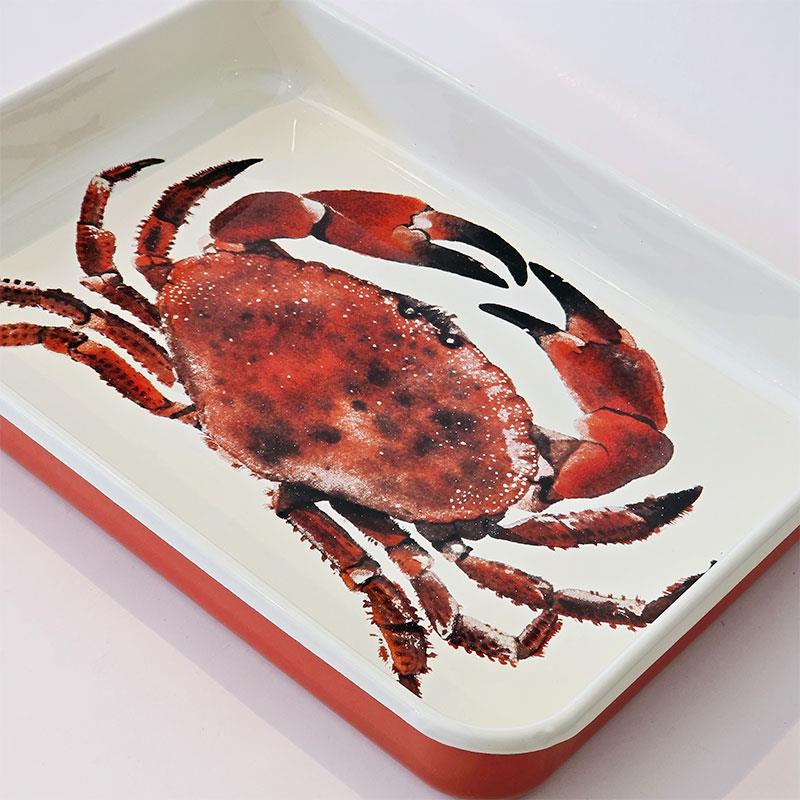 Emayra Emaye Dikdörtgen Fırın Tepsisi 25x35x5 cm | Yengeç Desenli