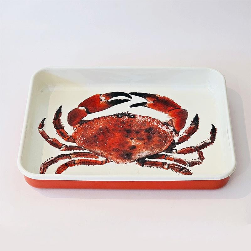 Emayra Emaye Dikdörtgen Fırın Tepsisi 25x35x5 cm | Yengeç Desenli