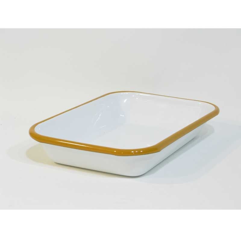 Emaye 22x16cm Meze Tabağı Beyaz Oksit Sarı