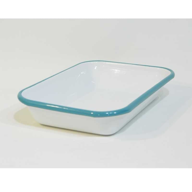 Emaye 22x16cm Meze Tabağı Beyaz - Kordon Turkuaz
