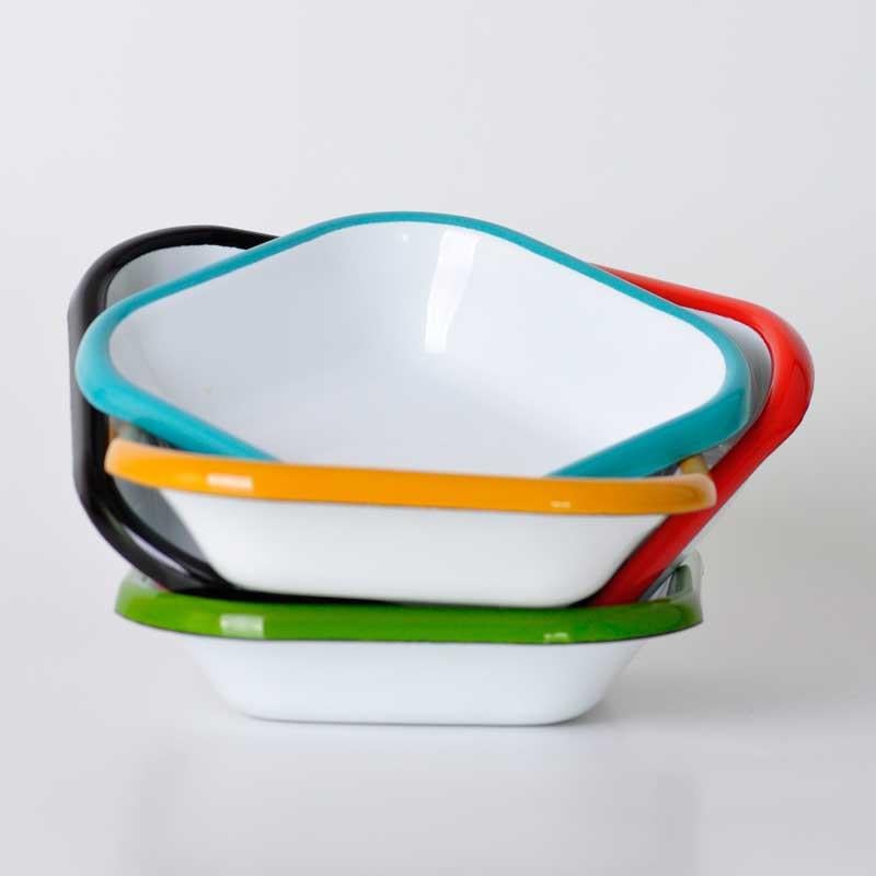 Emaye Kare Mini Meze Tabağı Kırmızı 11 cm