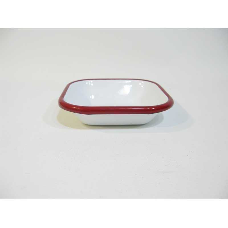 Emaye Kare Mini Meze Tabağı Kırmızı 11 cm