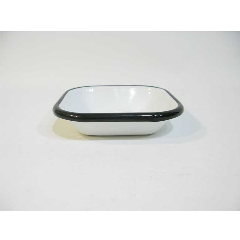 Emaye Kare Mini Meze Tabağı Siyah 11 cm