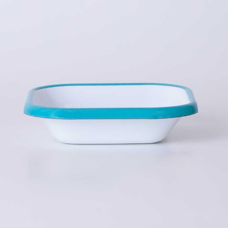 Emaye Kare Mini Meze Tabağı Turkuaz 11 cm
