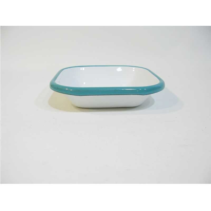Emaye Kare Mini Meze Tabağı Turkuaz 11 cm