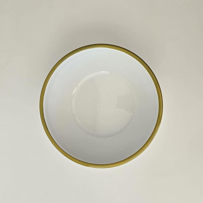 Emaye Kase 26 cm Beyaz Kordon Sarı