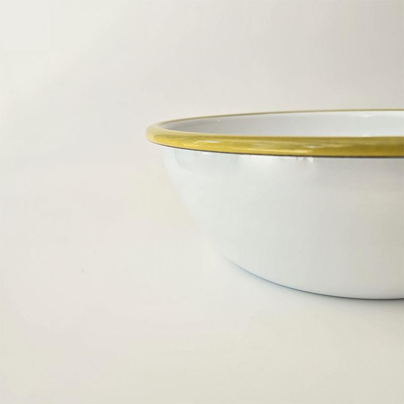 Emaye Kase 26 cm Beyaz Kordon Sarı