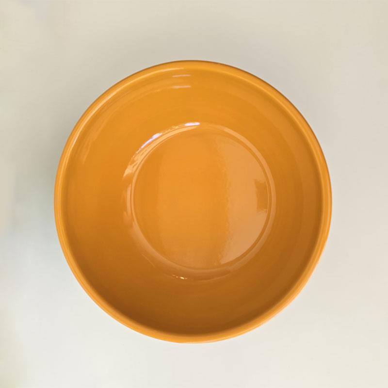Emaye 32 cm Kase Serpme Asker Yeşili / Kordon ve İç Oksit Sarı