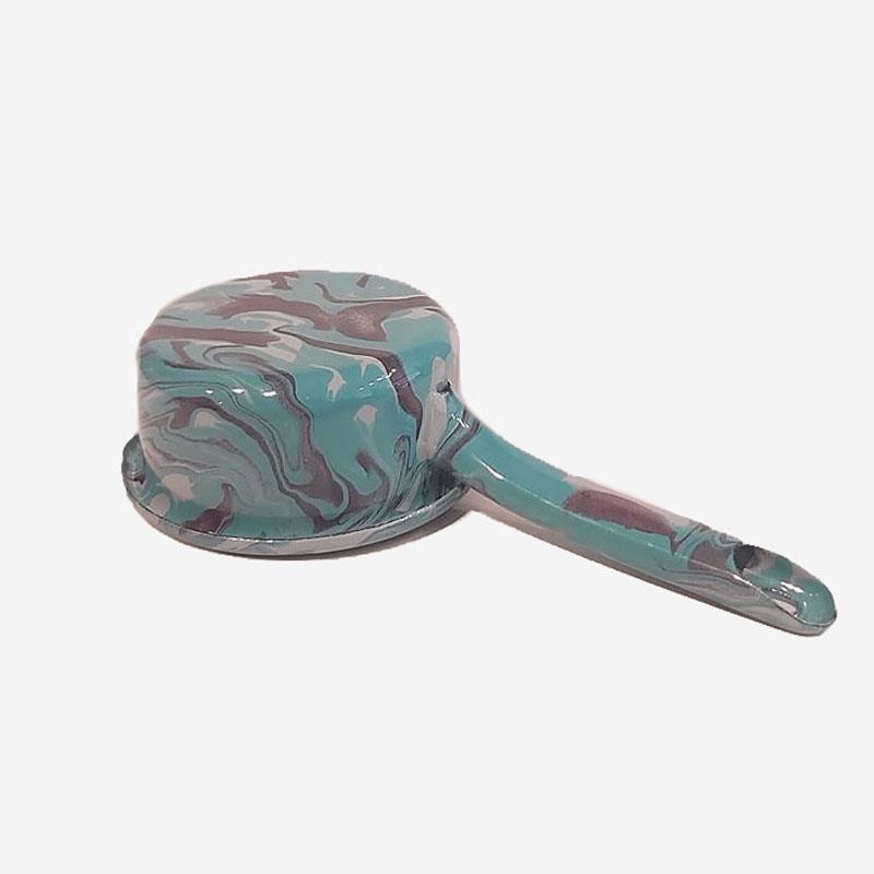 Emaye Kaserol 12 cm Mermer Desen Mavi