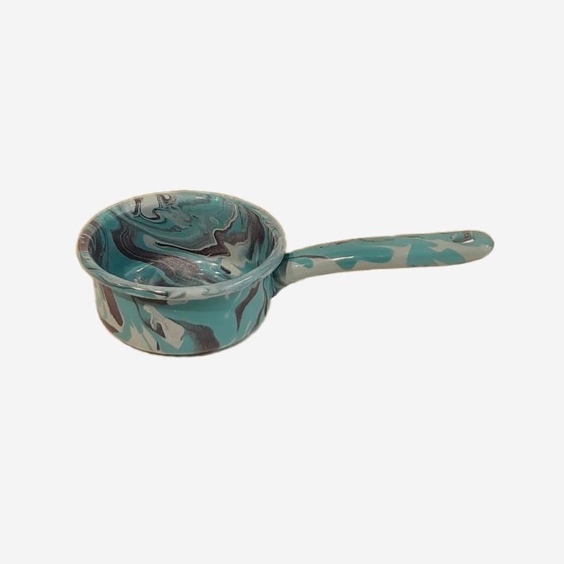 Emaye Kaserol 12 cm Mermer Desen Mavi