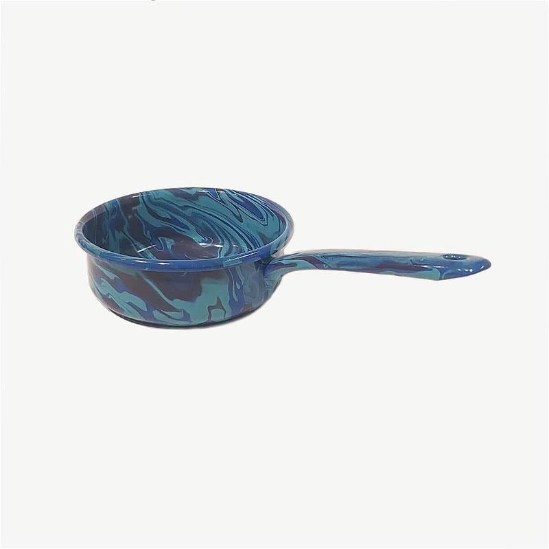 Emaye Kaserol 16 cm Mermer Desen Mavi