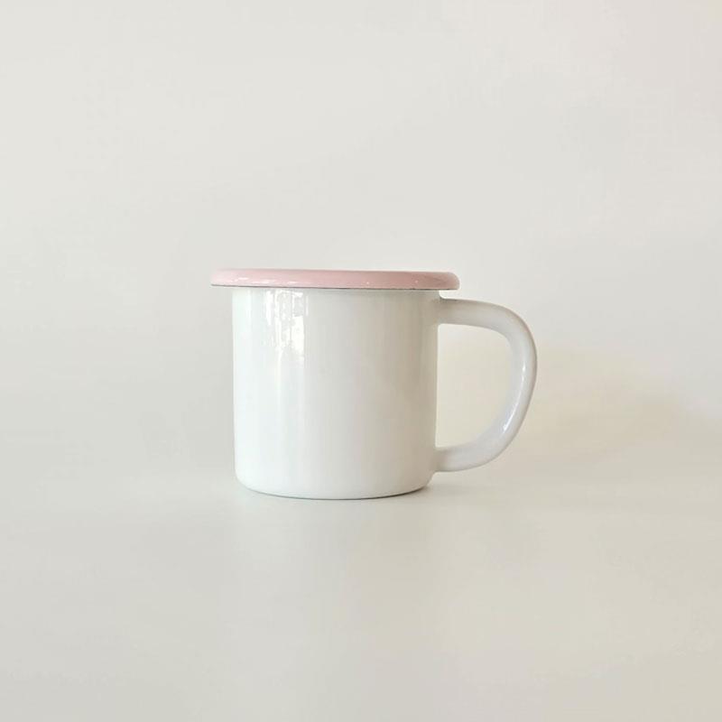 Emayra Emaye Kupa 250 ml | Beyaz Kordon Pembe