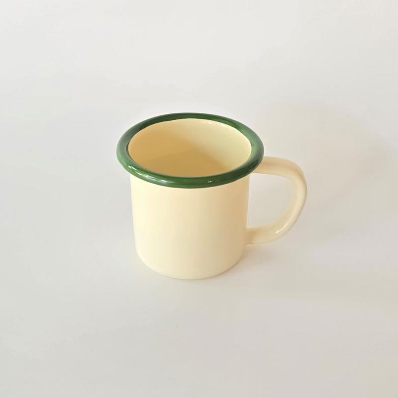 Emayra Emaye Kupa 250 ml | Krem Kordon Yeşil