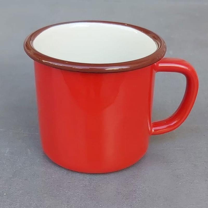 Emayra Emaye Kupa Kırmızı Kordon Kahve 380 ml | Çamlıca Home