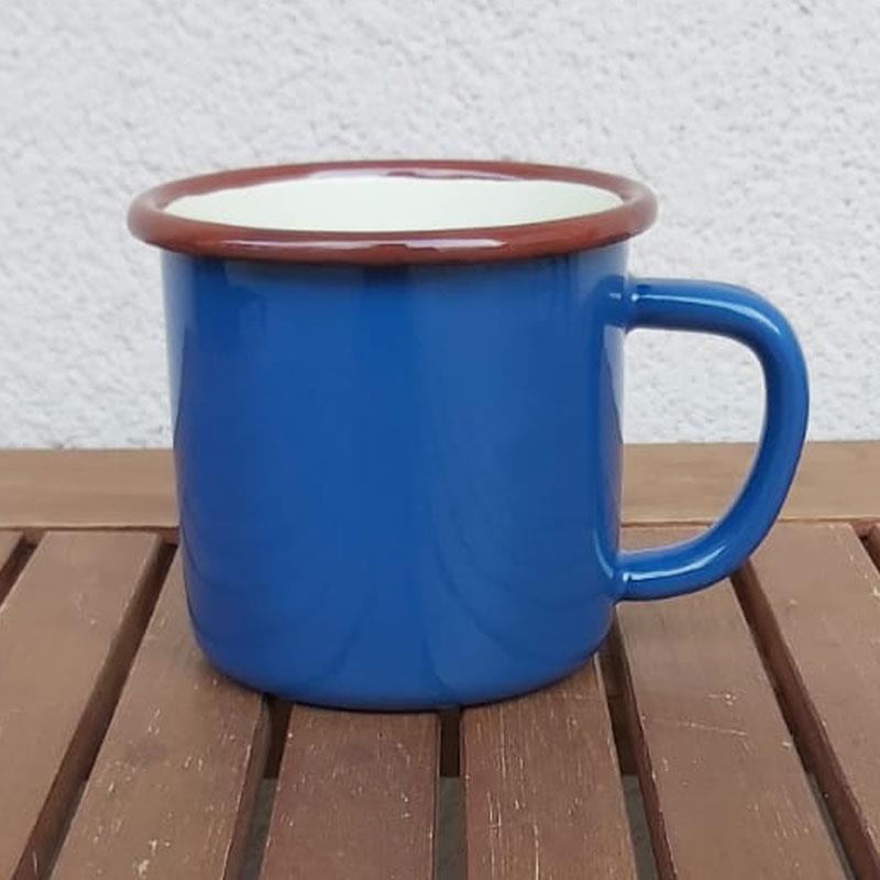 Emayra Emaye Kupa 350 ml | Lacivert Kordon Kahve