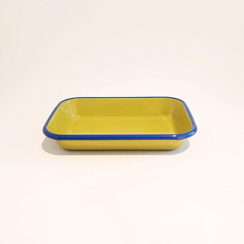 Emaye 22x16cm Meze Tabağı Fıstık Yeşili - Kordon Kobalt