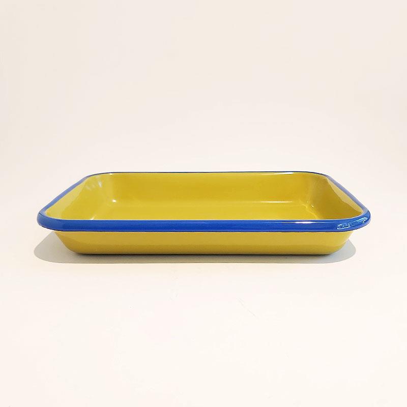 Emayra Emaye Meze Tabağı Fıstık Yeşili Kobalt Kordonlu 27x19 cm