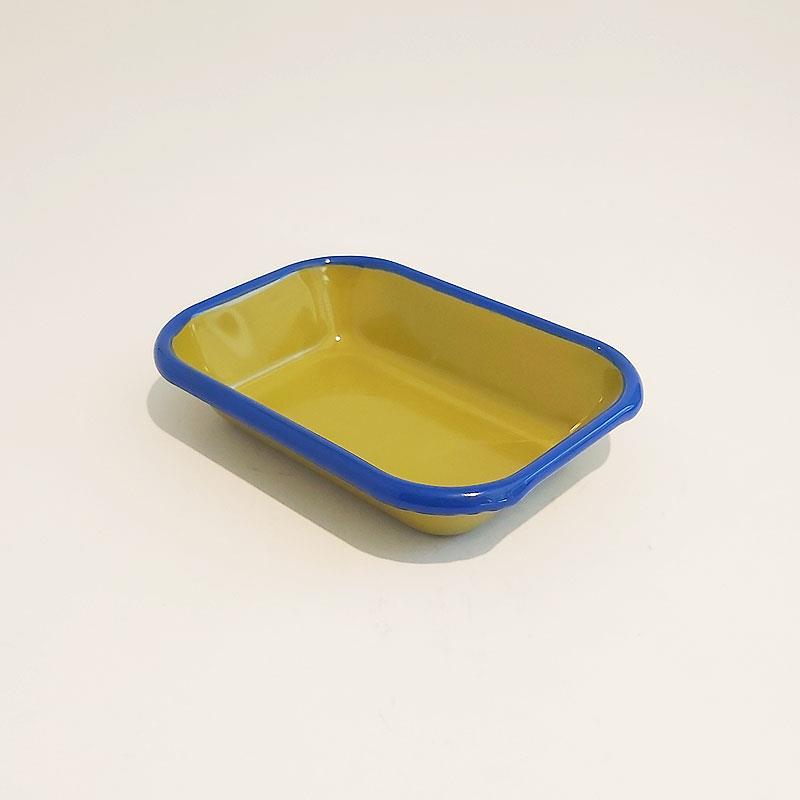 Emayra Fıstık Yeşili Kobalt Kordonlu Mini Emaye Meze Tabağı 17x12 cm