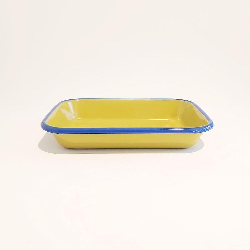 Emaye 22x16cm Meze Tabağı Fıstık Yeşili - Kordon Kobalt