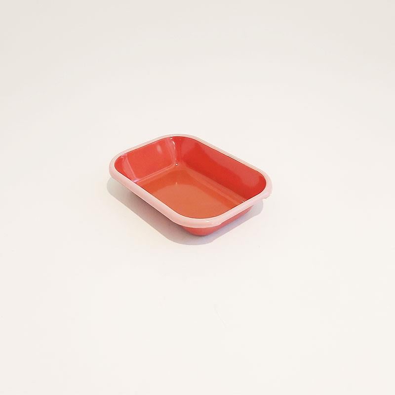 Emayra Emaye Meze Tabağı Kiremit Pembe Kordonlu 17x12 cm