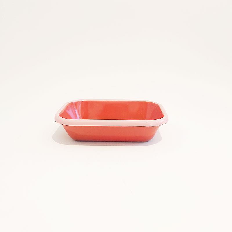 Emayra Emaye Meze Tabağı Kiremit Pembe Kordonlu 17x12 cm