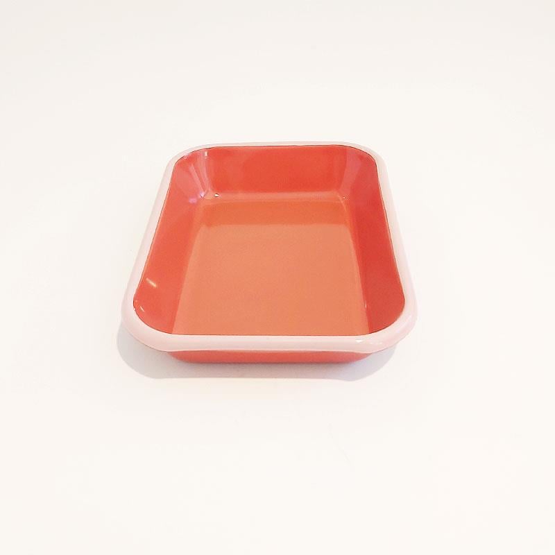 Emayra Emaye Meze Tabağı Kiremit Pembe Kordonlu 22x16 cm