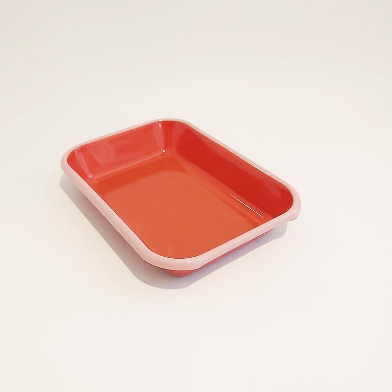 Emayra Emaye Meze Tabağı Kiremit Pembe Kordonlu 22x16 cm