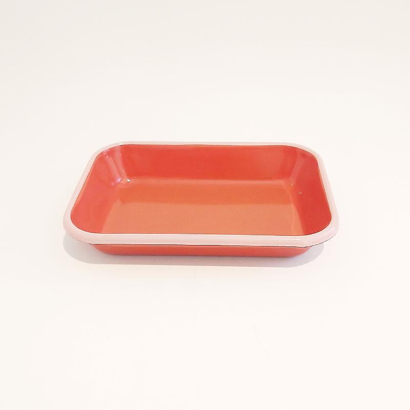 Emayra Emaye Meze Tabağı Kiremit Pembe Kordonlu 22x16 cm