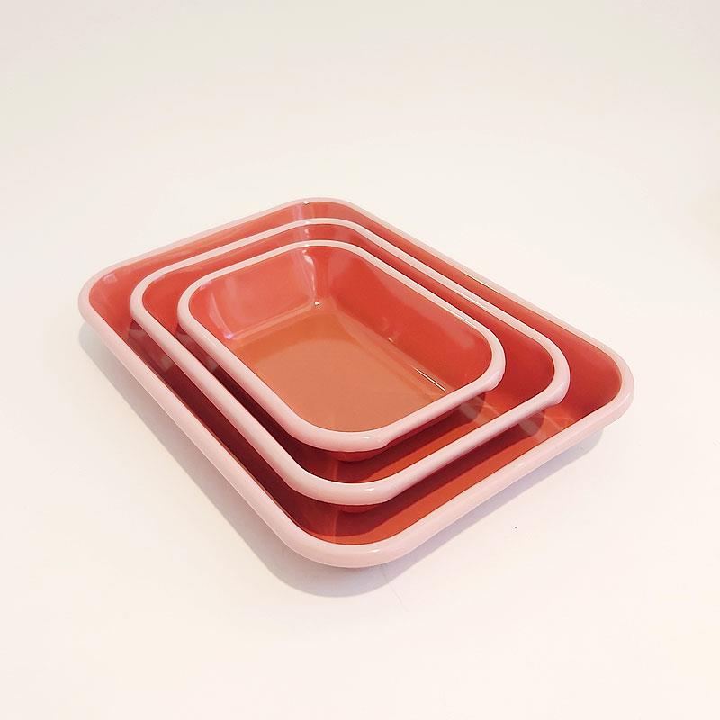 Emaye Meze Tabağı Kiremit 3lü Set