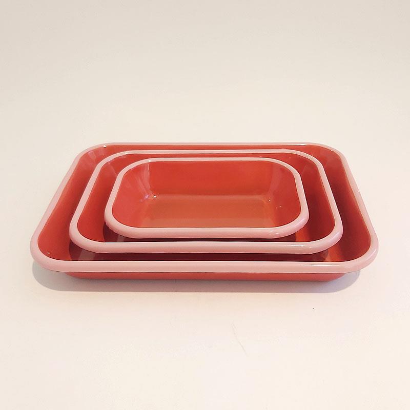 Emaye Meze Tabağı Kiremit 3lü Set