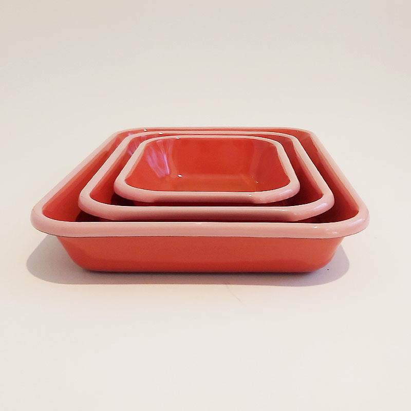 Emaye Meze Tabağı Kiremit 3lü Set