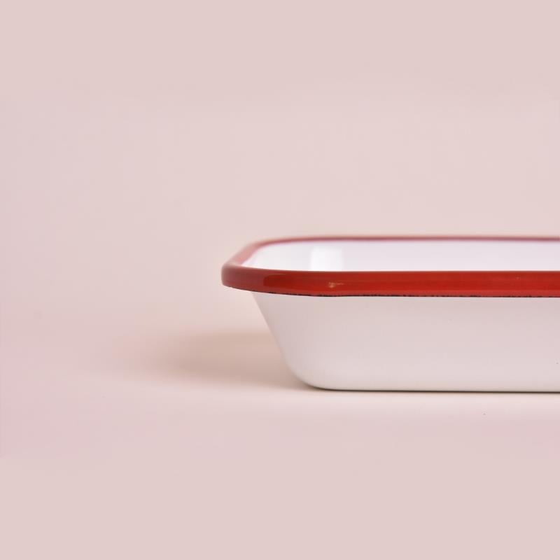 Emaye Meze Tabağı Kırmızı Bant 16 cm