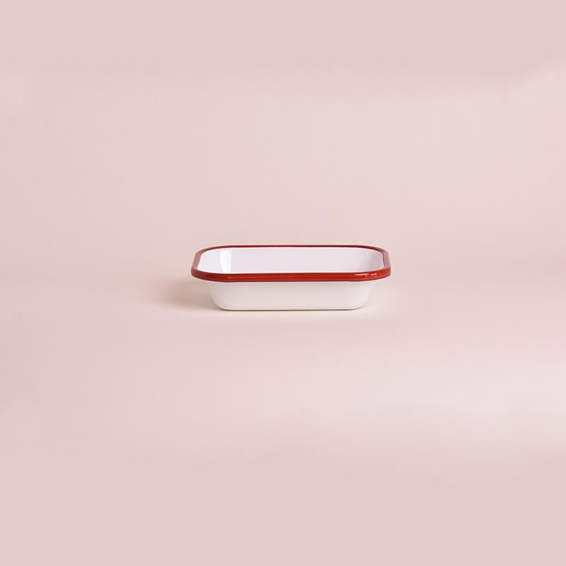 Emaye Meze Tabağı Kırmızı Bant 16 cm