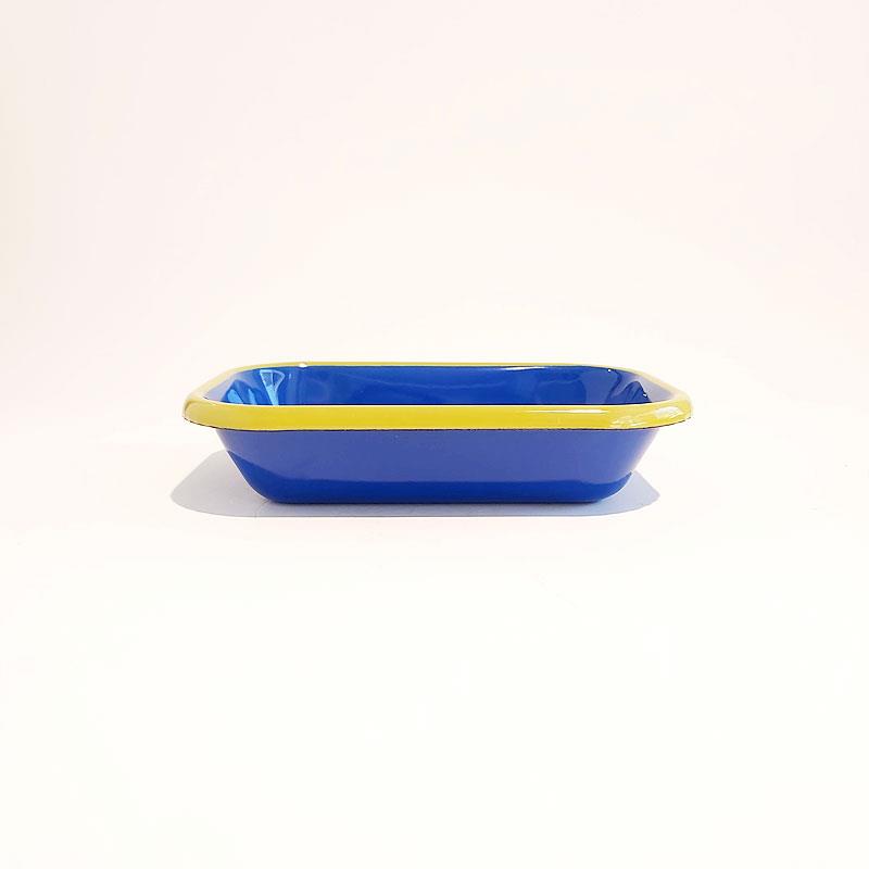 Emaye Meze Tabağı Kobalt F.Yeşil 17 x 12 cm