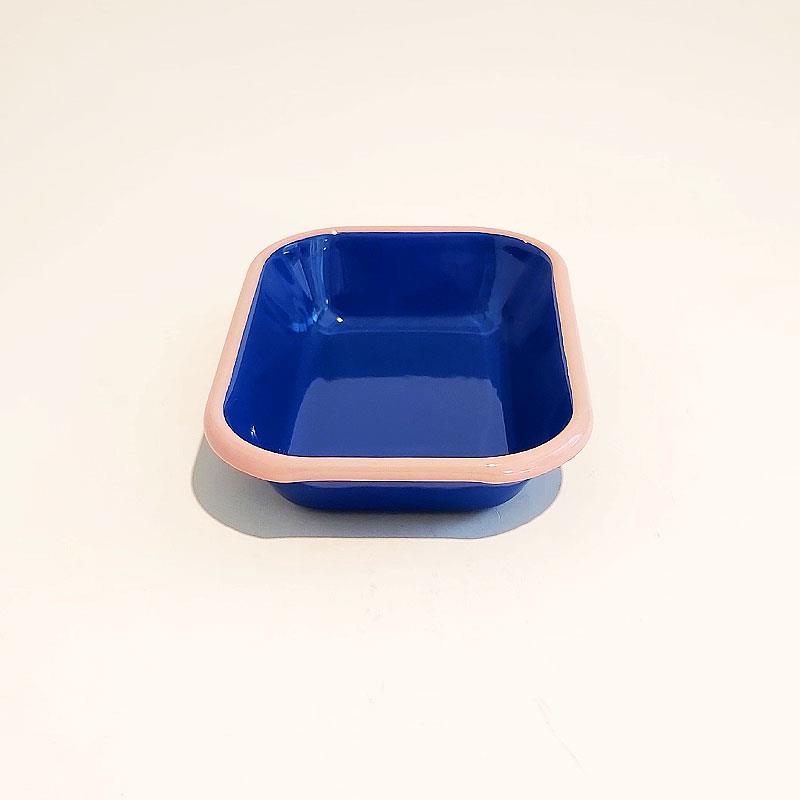 Emaye Meze Tabağı Kobalt Pembe 17 x 12 cm
