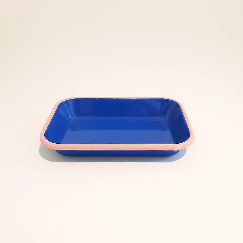 Emaye Meze Tabağı Kobalt Pembe 22 x 16 cm