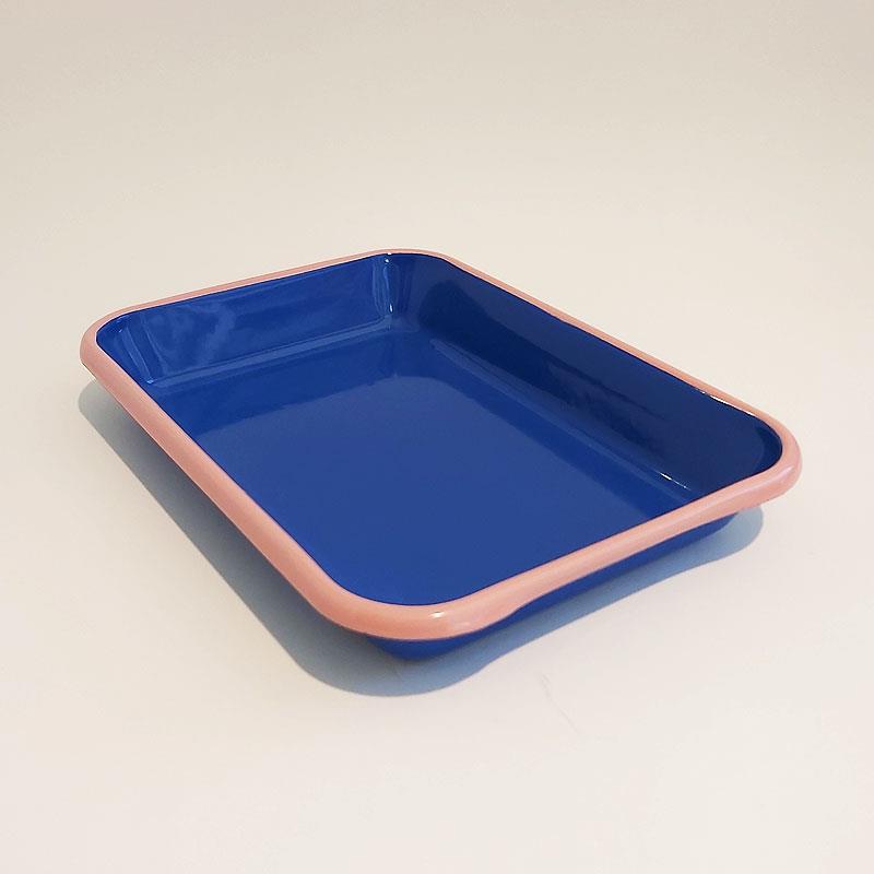 Emaye Meze Tabağı Kobalt Pembe 27 x 19 cm