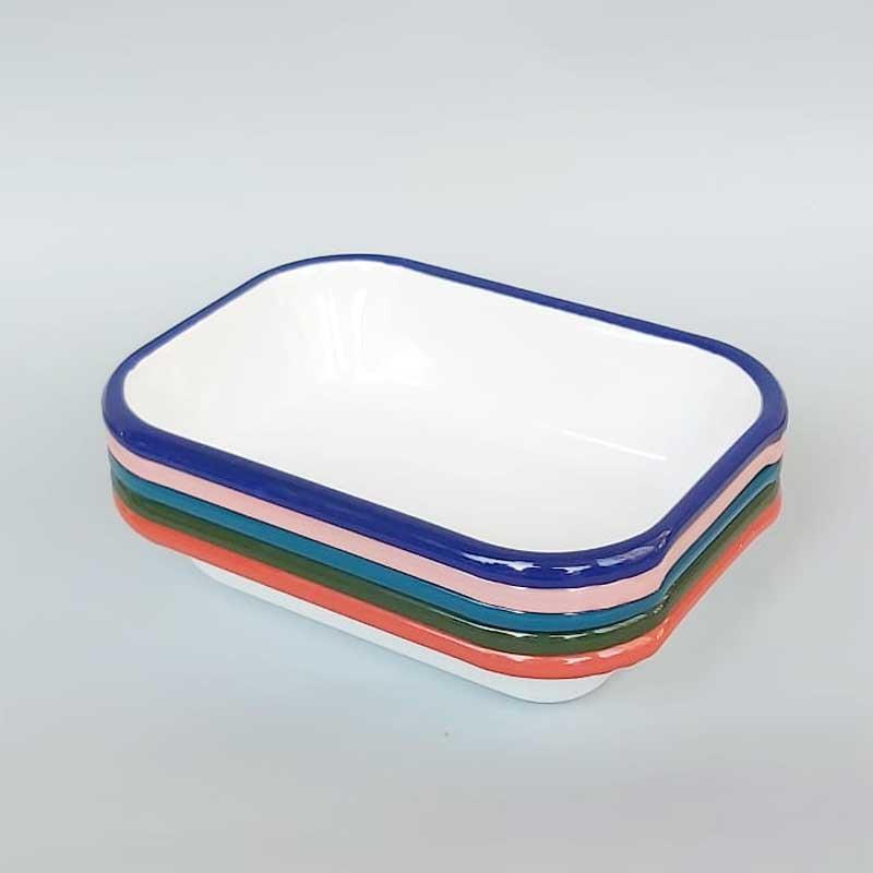 Emaye Meze Tabağı Lacivert Bant 16 cm