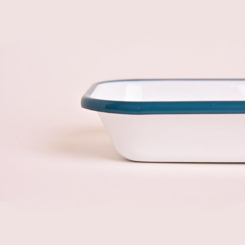 Emaye Meze Tabağı Petrol Yeşili Bant 16 cm