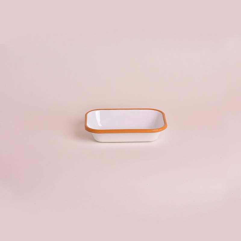 Emaye Meze Tabağı Sarı Bant 16 cm