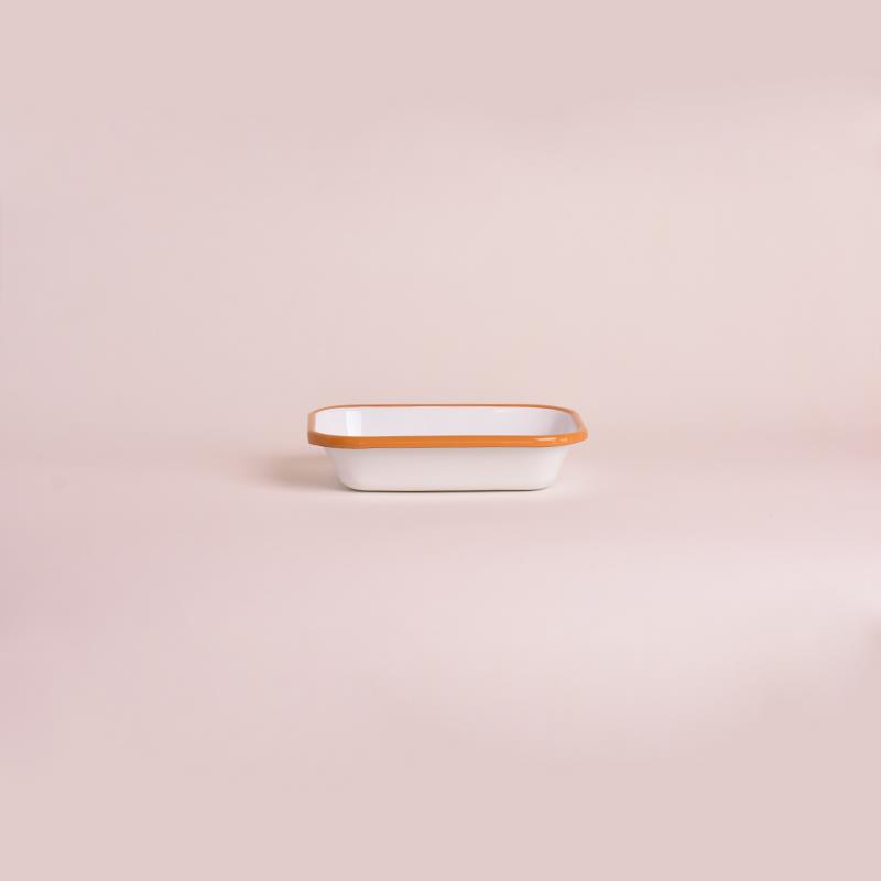 Emaye Meze Tabağı Sarı Bant 16 cm