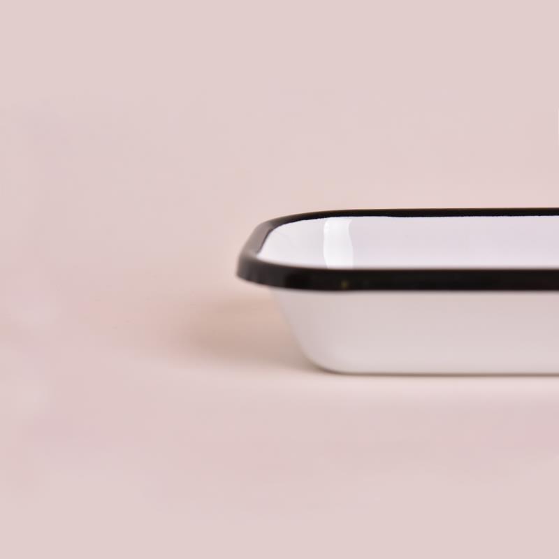 Emaye Meze Tabağı Siyah Bant 16 cm