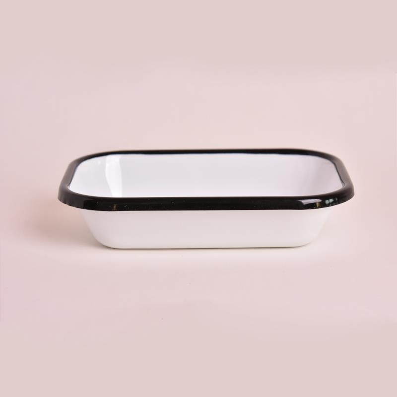 Emaye Meze Tabağı Siyah Bant 16 cm