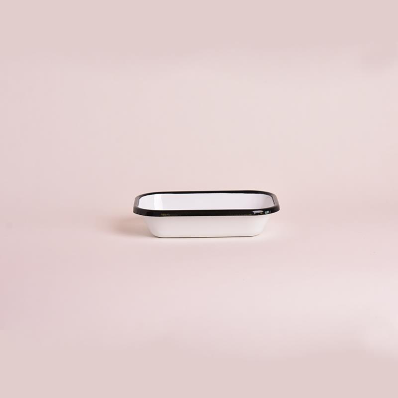 Emaye Meze Tabağı Siyah Bant 16 cm