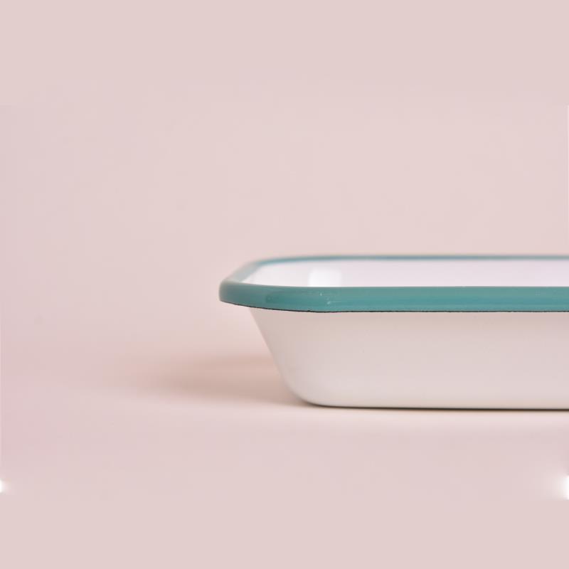 Emaye Meze Tabağı Turkuaz Bant 16 cm