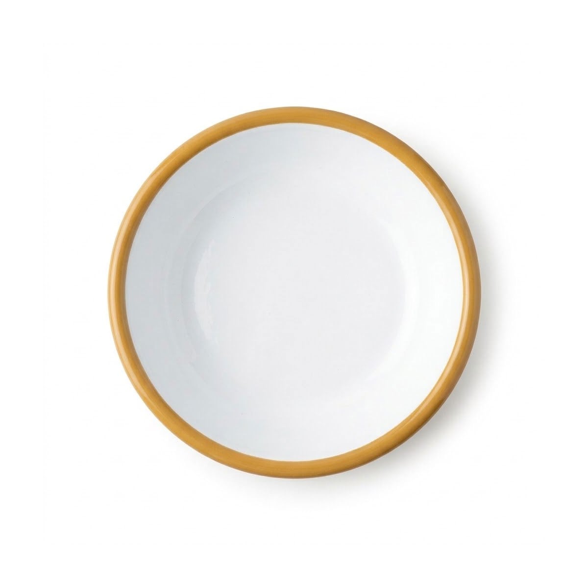 Emaye Tabak 12 cm | Beyaz Kordon Altın Sarı