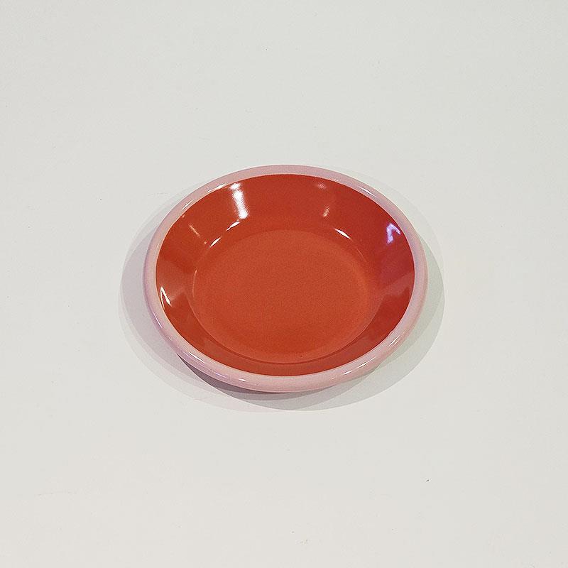 Emaye Tabak 12 cm Koyu Somon Kordon Pembe