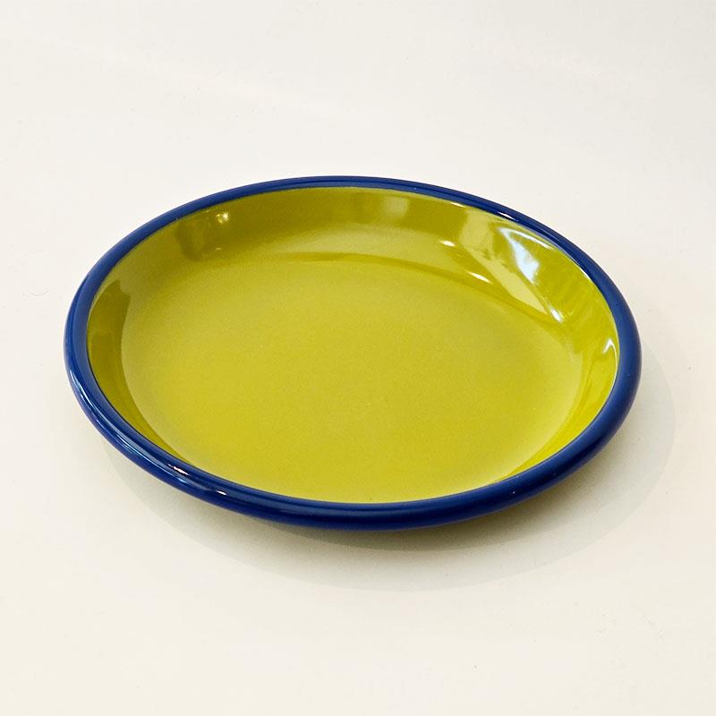 Emaye Tabak 20 cm Fıstık Yeşili Kordon Kobalt