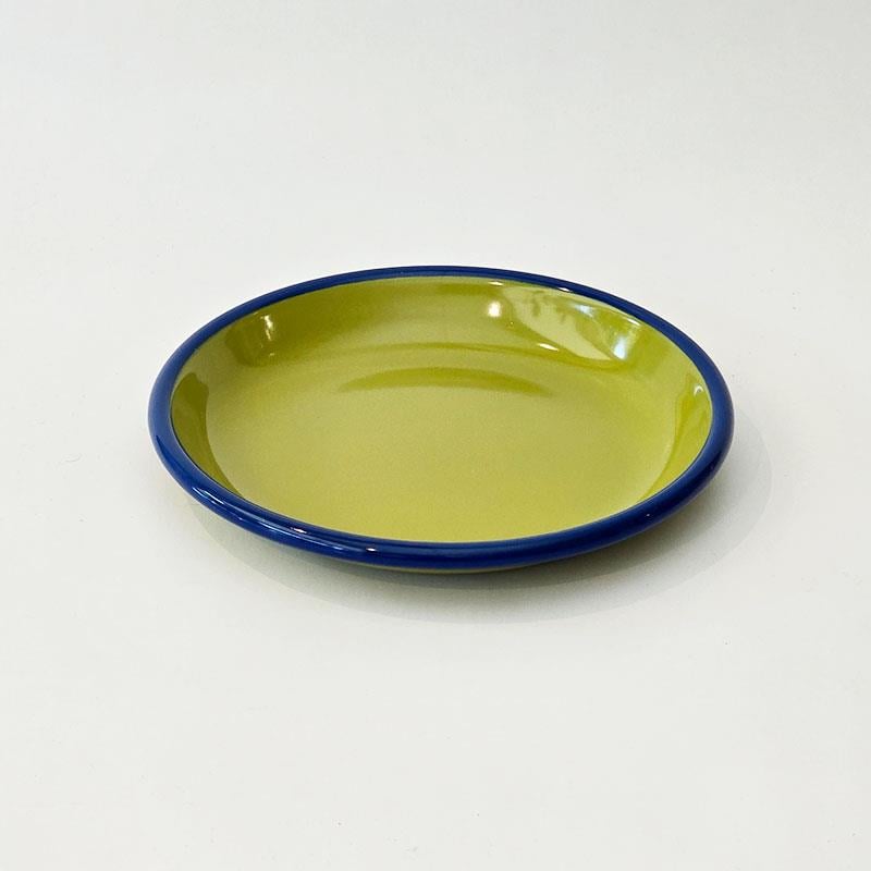 Emaye Tabak 20 cm Fıstık Yeşili Kordon Kobalt