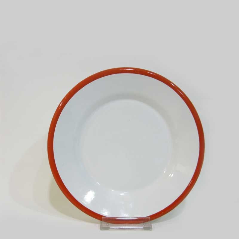 Emaye 21 cm  Kenar Tabak Kırmızı